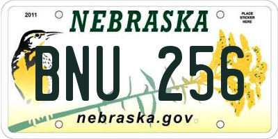NE license plate BNU256