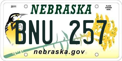 NE license plate BNU257