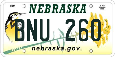 NE license plate BNU260