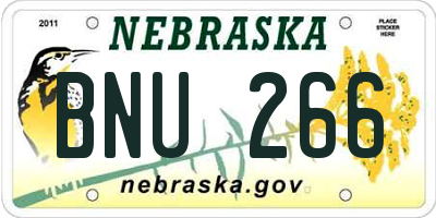NE license plate BNU266