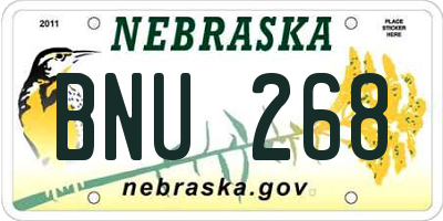 NE license plate BNU268