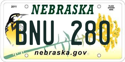 NE license plate BNU280