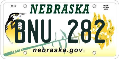NE license plate BNU282