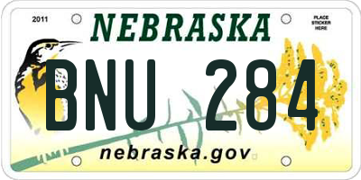 NE license plate BNU284