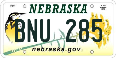 NE license plate BNU285