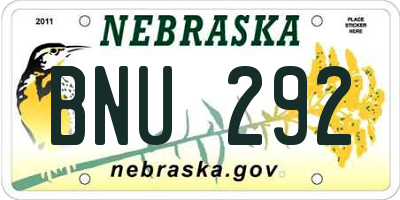 NE license plate BNU292