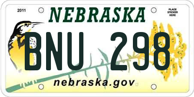 NE license plate BNU298