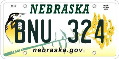 NE license plate BNU324