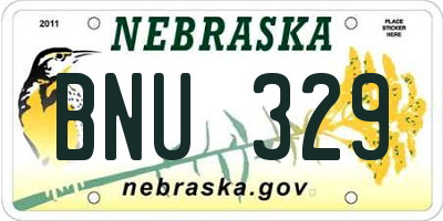 NE license plate BNU329