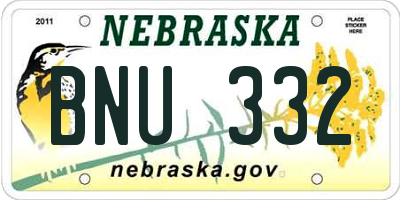 NE license plate BNU332