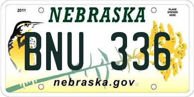 NE license plate BNU336