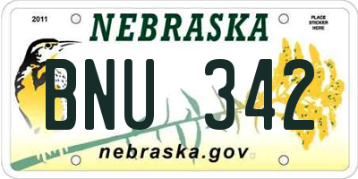 NE license plate BNU342