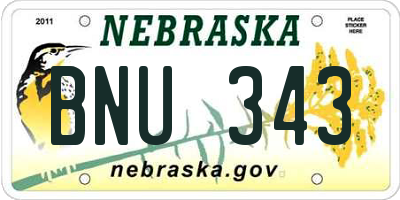 NE license plate BNU343