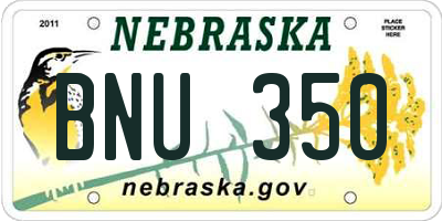NE license plate BNU350