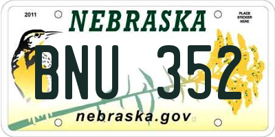 NE license plate BNU352