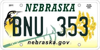 NE license plate BNU353