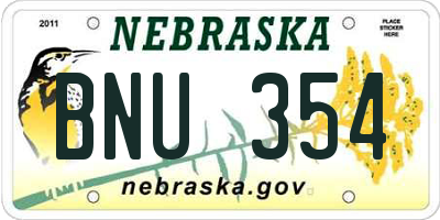 NE license plate BNU354