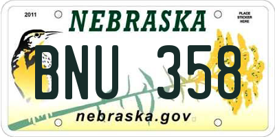 NE license plate BNU358
