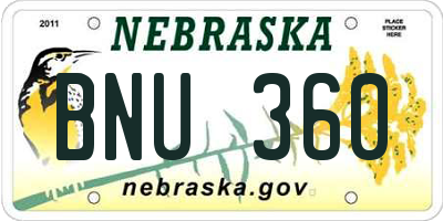 NE license plate BNU360
