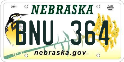 NE license plate BNU364