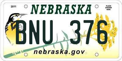 NE license plate BNU376