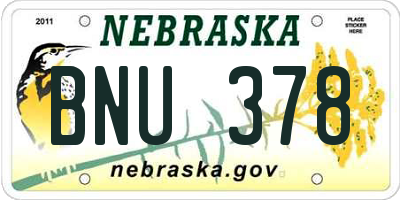 NE license plate BNU378