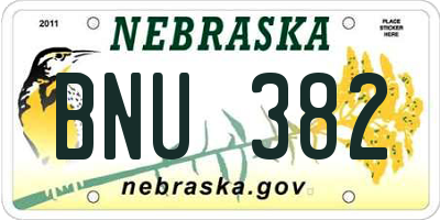 NE license plate BNU382
