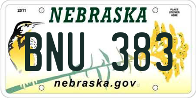 NE license plate BNU383