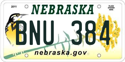 NE license plate BNU384
