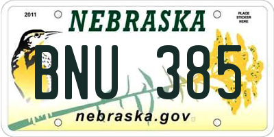NE license plate BNU385