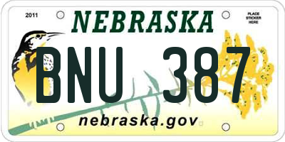 NE license plate BNU387