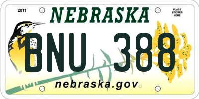 NE license plate BNU388