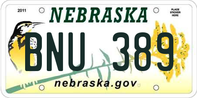 NE license plate BNU389
