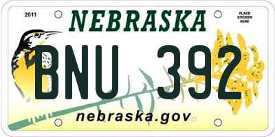 NE license plate BNU392