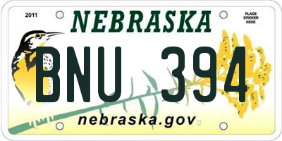 NE license plate BNU394