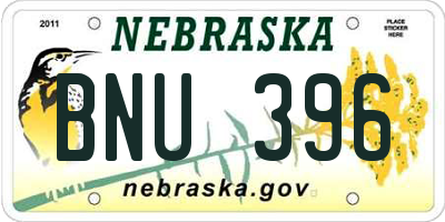 NE license plate BNU396