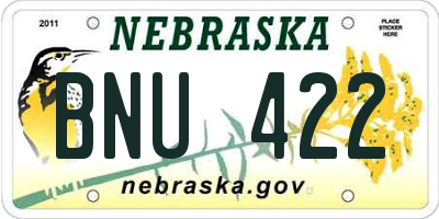 NE license plate BNU422