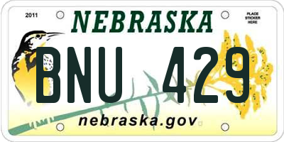 NE license plate BNU429