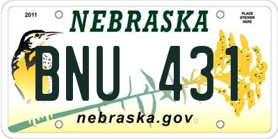 NE license plate BNU431
