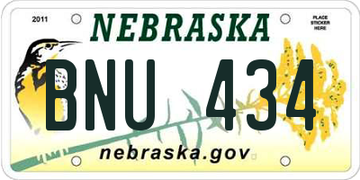 NE license plate BNU434