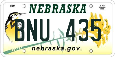 NE license plate BNU435