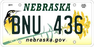 NE license plate BNU436