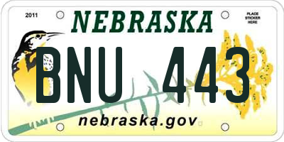 NE license plate BNU443