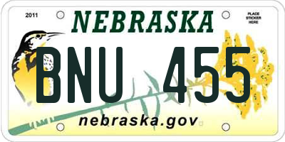 NE license plate BNU455