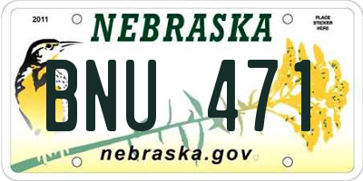 NE license plate BNU471