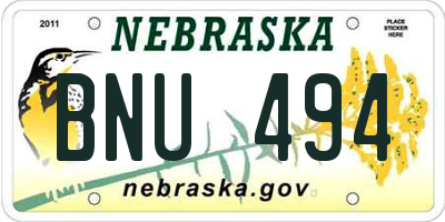 NE license plate BNU494