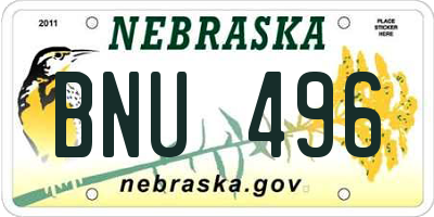 NE license plate BNU496