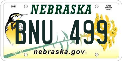 NE license plate BNU499