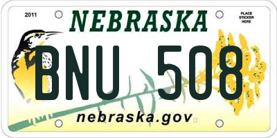 NE license plate BNU508