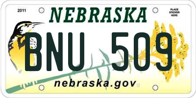 NE license plate BNU509